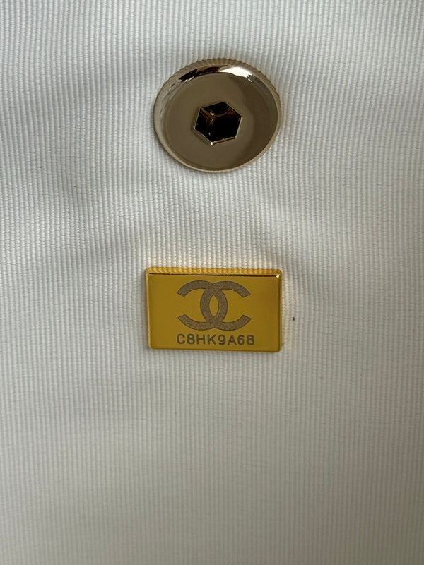 zaino duma 22cm pelle di agnello bianca hardware oro chiaro