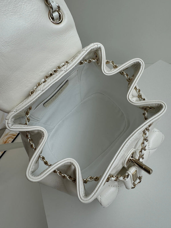 duma backpack 18cm white lambskin light gold hardware