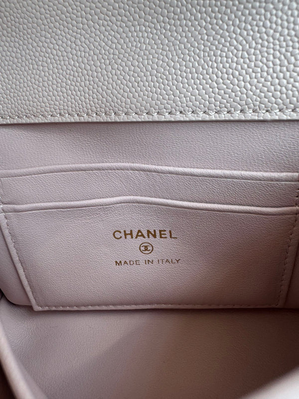 CC 24K Coco Handle Nano 14.5cm Light Pink Grained Calfskin Gold Hardware