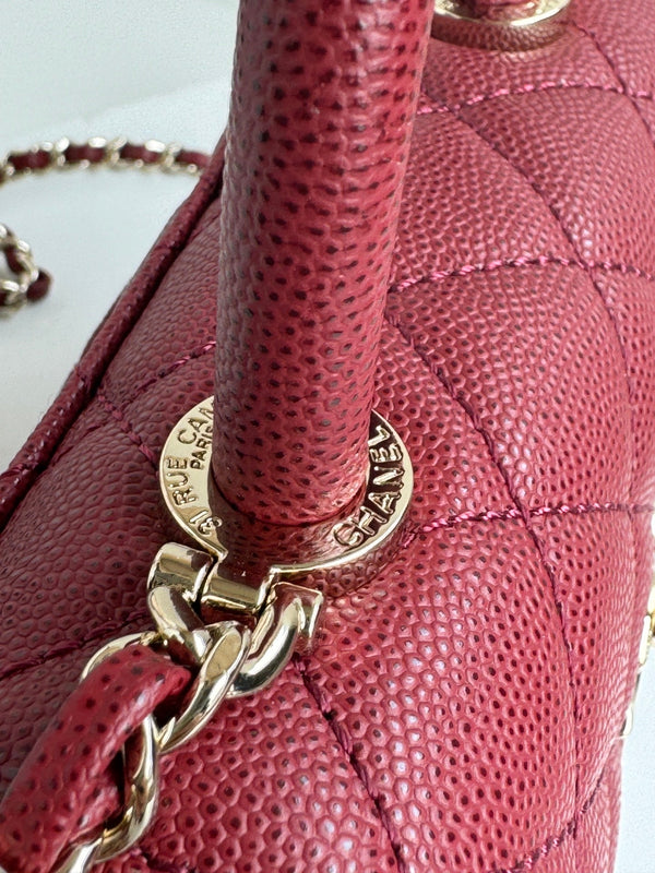 CC 24K Coco Handle Nano 14.5cm Burgundy Grained Calfskin Gold Hardware