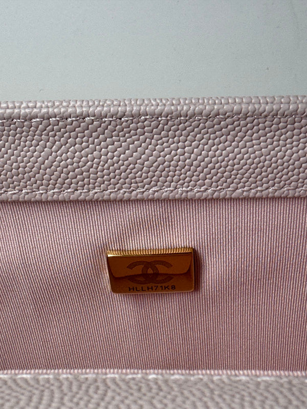 BOY BAG MEDIUM 25 IN PINK NUDE CALFSKIN WITH GOLD HARDWARE