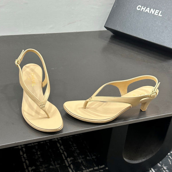 CC 26s Thong Sandals High Heel Beige Sheepskin 832548