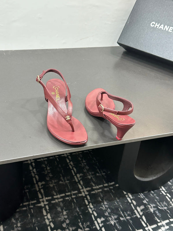 CC 26s Thong Sandals High Heel Burgundy Sheepskin 832546