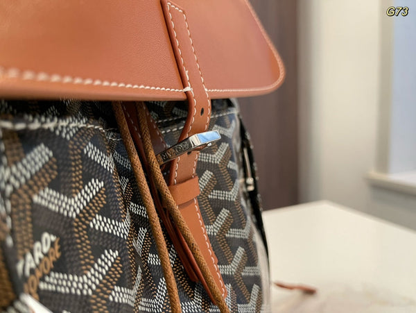 ZAINO ALPIN 37 IN PELLE DI AGNELLO MARRONE E TELA GOYARDINE