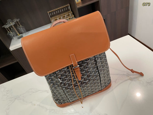 ZAINO ALPIN 37 IN PELLE DI AGNELLO MARRONE E TELA GOYARDINE