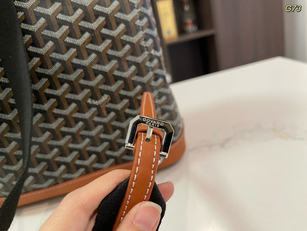 ZAINO ALPIN 37 IN PELLE DI AGNELLO MARRONE E TELA GOYARDINE