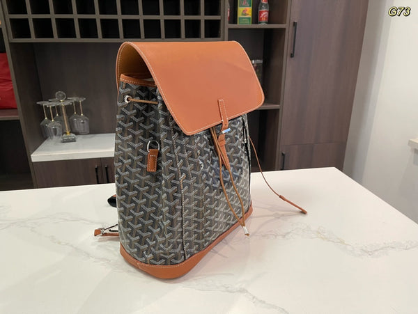 ZAINO ALPIN 37 IN PELLE DI AGNELLO MARRONE E TELA GOYARDINE