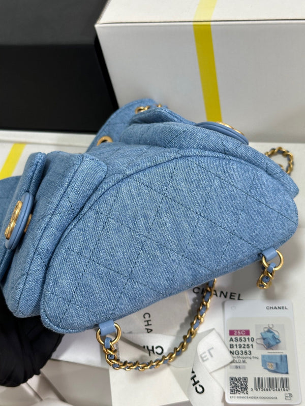 Zaino CC 25C 24,3 cm Demin Blu Denim lavato Hardware dorato 243645