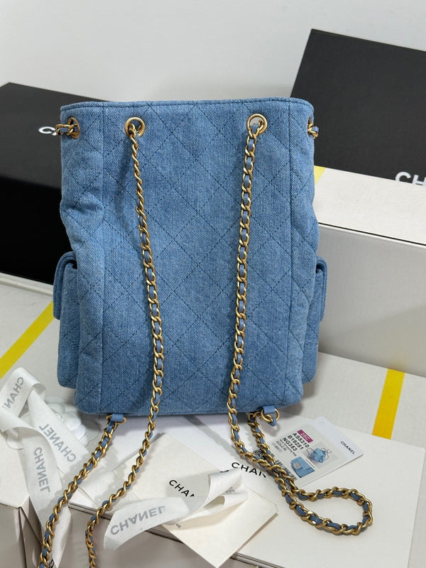 Zaino CC 25C 24,3 cm Demin Blu Denim lavato Hardware dorato 243645