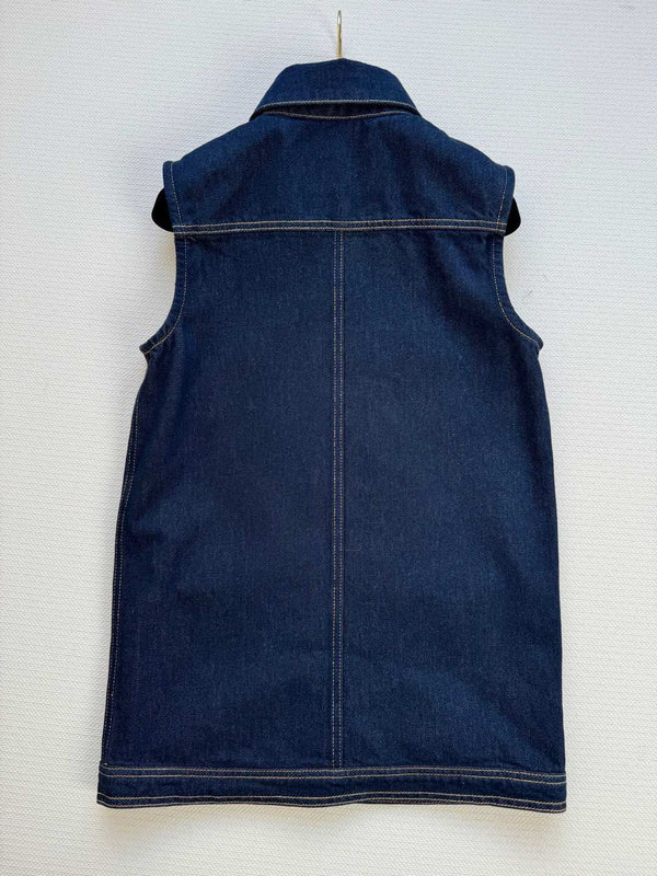 CC 25 Vest Jacket Blue Denim Fabric