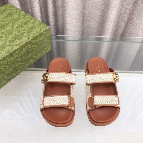 GG Rubber Sole Logo Sandals Brown