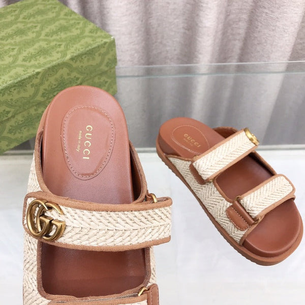 GG Rubber Sole Logo Sandals Brown