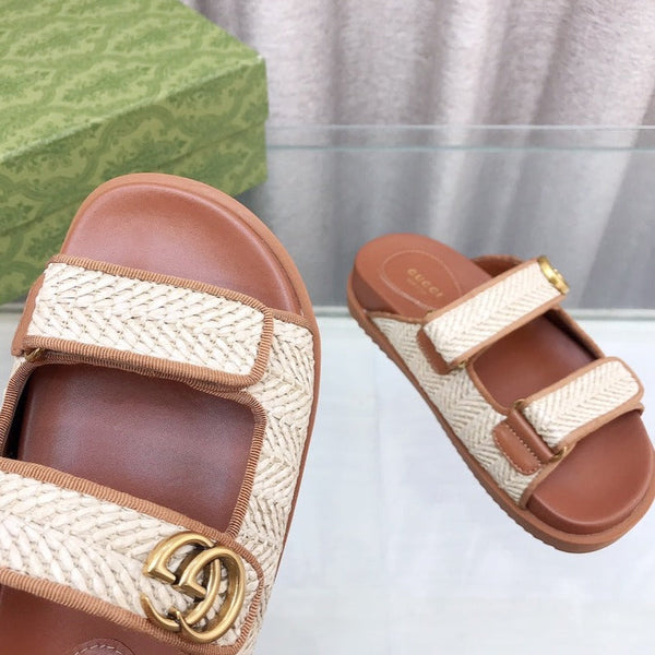 GG Rubber Sole Logo Sandals Brown