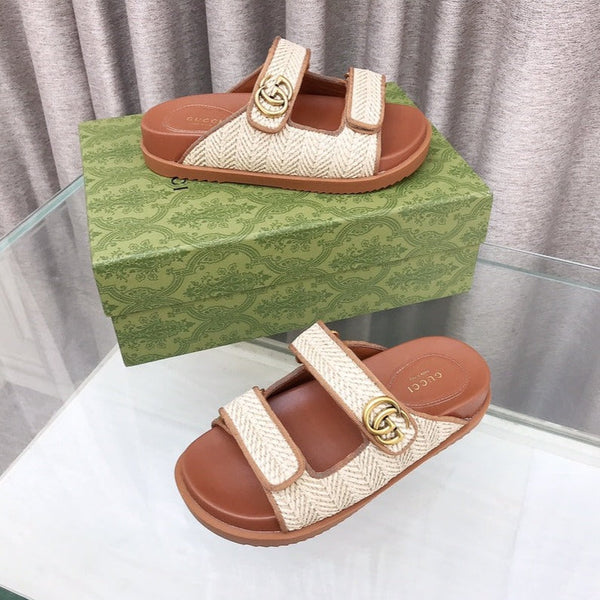 GG Rubber Sole Logo Sandals Brown