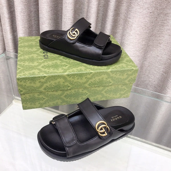 GG Rubber Sole Logo Sandals Black