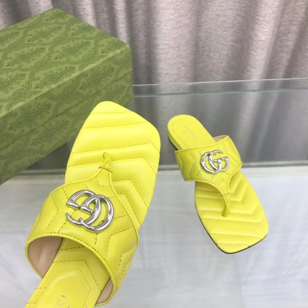 GG marmont logo - embellished mattelasse leather sandal in yellow
