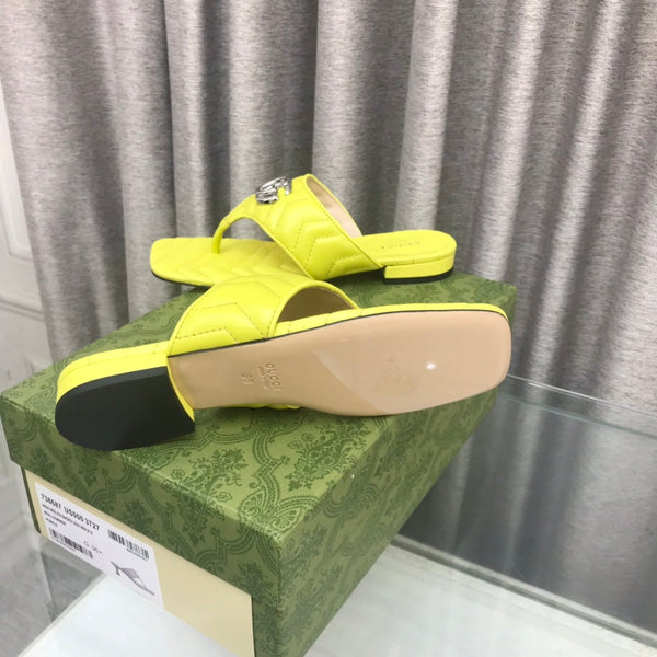 GG marmont logo - embellished mattelasse leather sandal in yellow