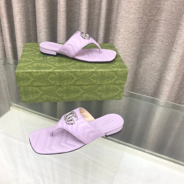 GG marmont logo - embellished mattelasse leather sandal in purple