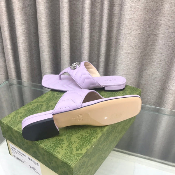 GG marmont logo - embellished mattelasse leather sandal in purple