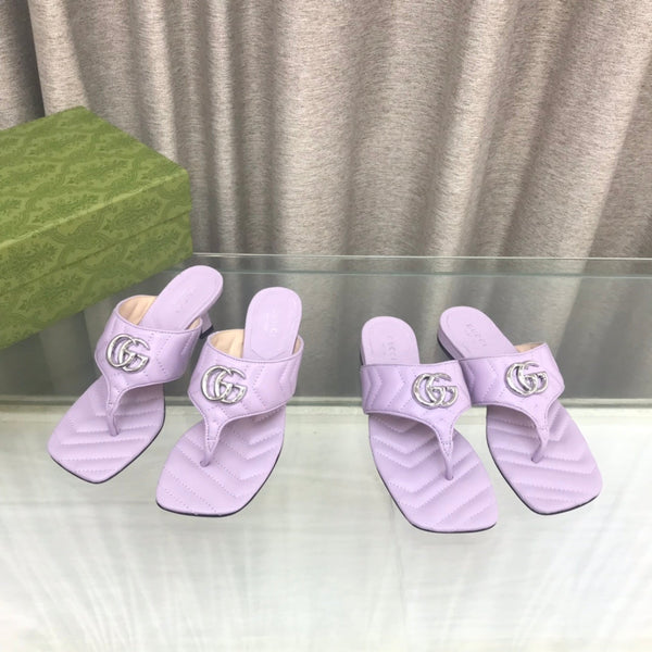 GG marmont logo - embellished mattelasse leather sandal in purple