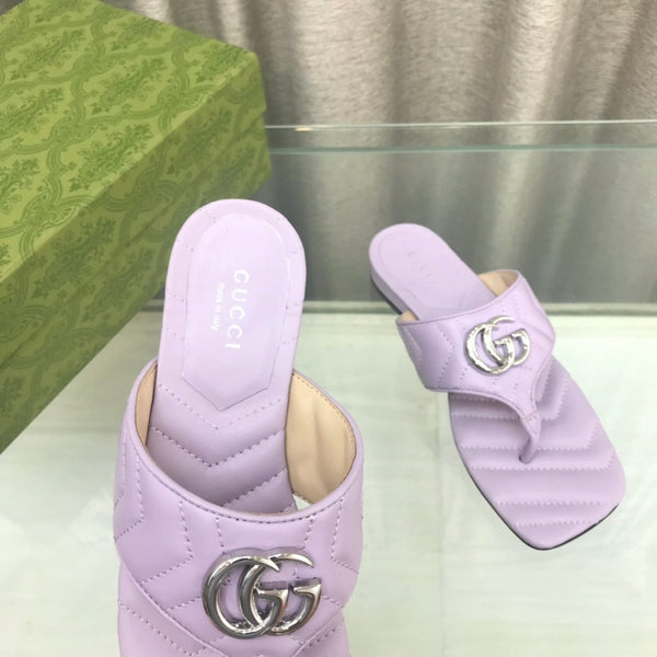 GG marmont logo - embellished mattelasse leather sandal in purple