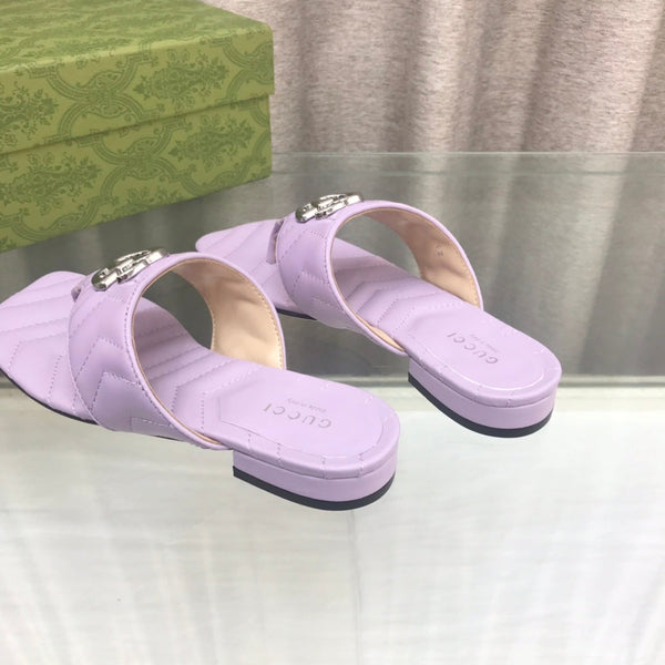 GG marmont logo - embellished mattelasse leather sandal in purple