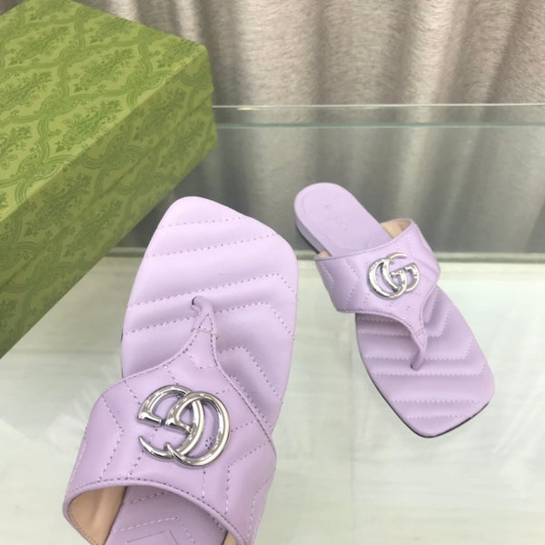 GG marmont logo - embellished mattelasse leather sandal in purple