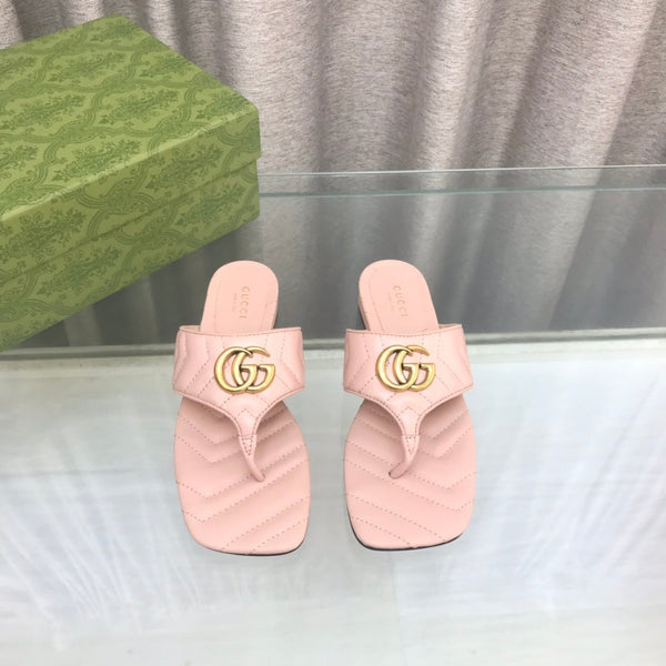 GG marmont logo - embellished mattelasse leather sandal in pink