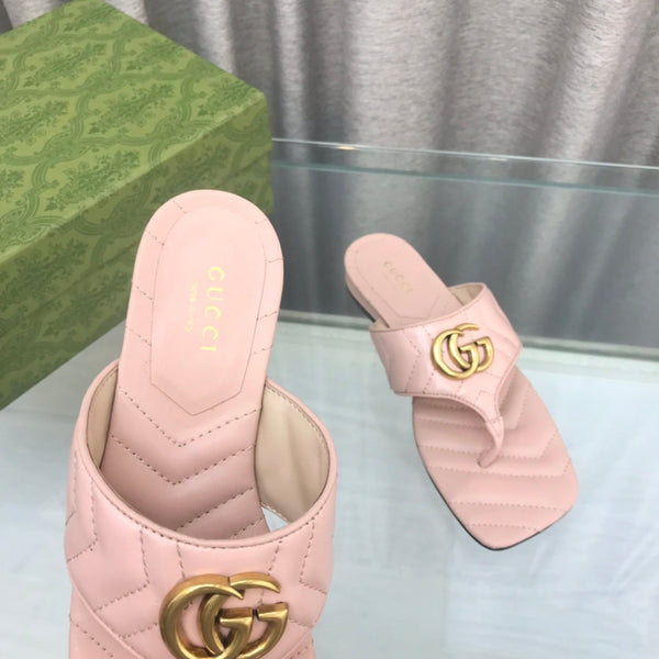 GG marmont logo - embellished mattelasse leather sandal in pink