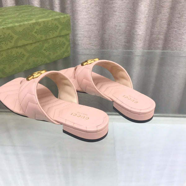 GG marmont logo - embellished mattelasse leather sandal in pink