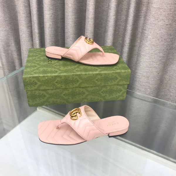 GG marmont logo - embellished mattelasse leather sandal in pink