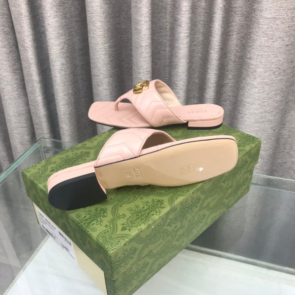 GG marmont logo - embellished mattelasse leather sandal in pink