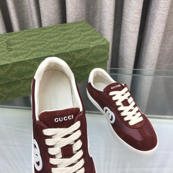 SNEAKER GG INTERLOCKING G IN CAMOSCIO COLOR VINO