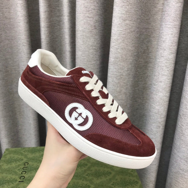 SNEAKER GG INTERLOCKING G IN CAMOSCIO COLOR VINO