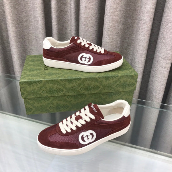 SNEAKER GG INTERLOCKING G IN CAMOSCIO COLOR VINO