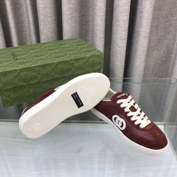 SNEAKER GG INTERLOCKING G IN CAMOSCIO COLOR VINO