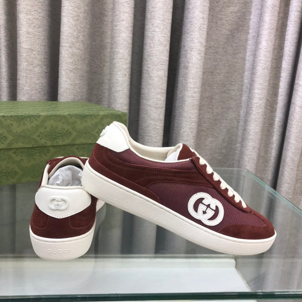 SNEAKER GG INTERLOCKING G IN CAMOSCIO COLOR VINO