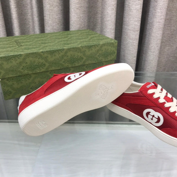 SNEAKER GG INTERLOCKING G IN CAMOSCIO CILIEGIA