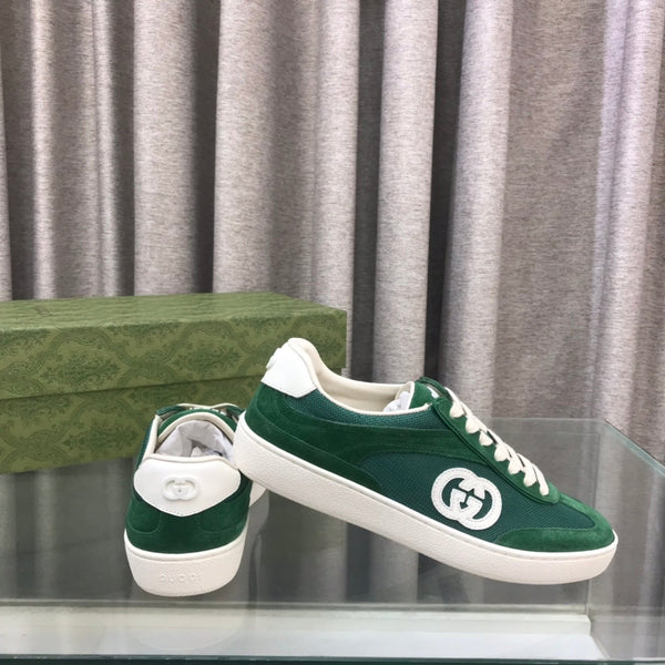 SNEAKER GG INTERLOCKING G IN CAMOSCIO VERDE FORESTA
