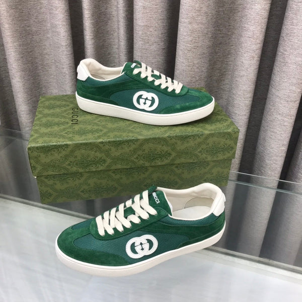 SNEAKER GG INTERLOCKING G IN CAMOSCIO VERDE FORESTA