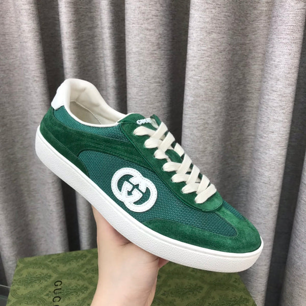 SNEAKER GG INTERLOCKING G IN CAMOSCIO VERDE FORESTA