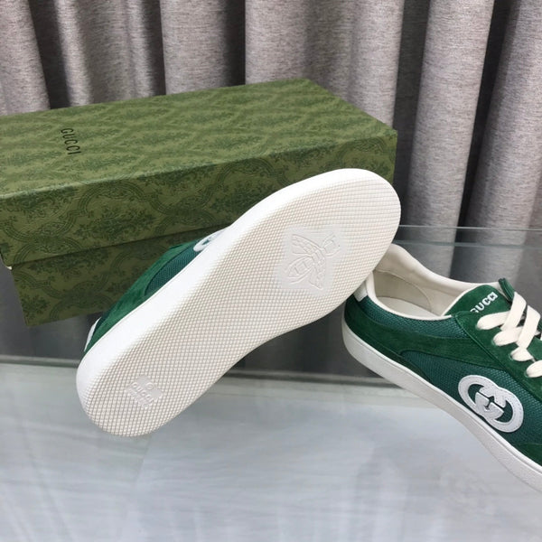 SNEAKER GG INTERLOCKING G IN CAMOSCIO VERDE FORESTA