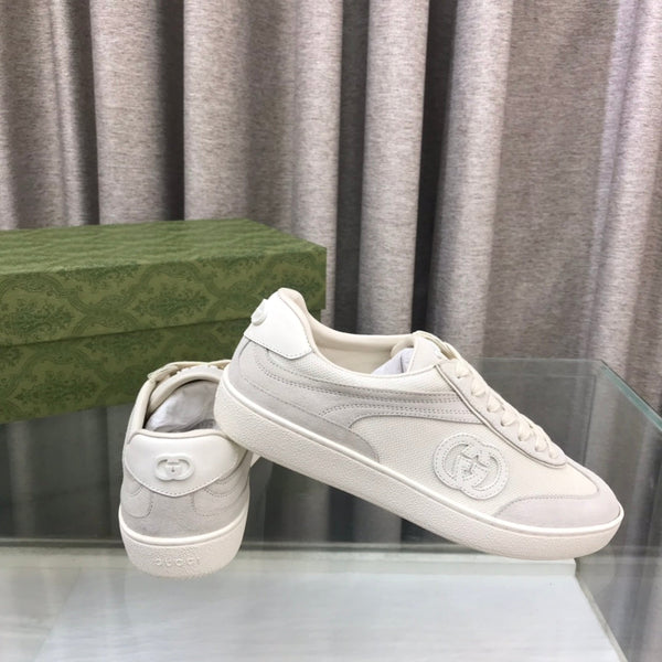 SNEAKER GG INTERLOCKING G IN CAMOSCIO GRIGIO CHIARO