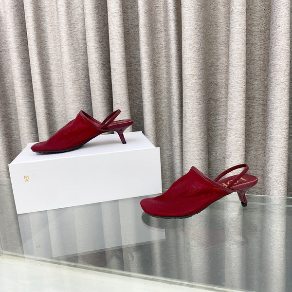 Loewe 25 Petal Slingback Red Mesh Sheepskin