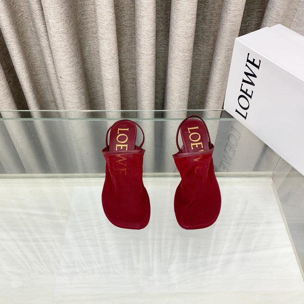 Loewe 25 Petal Slingback Red Mesh Sheepskin