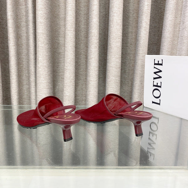 Loewe 25 Petal Slingback Red Mesh Sheepskin