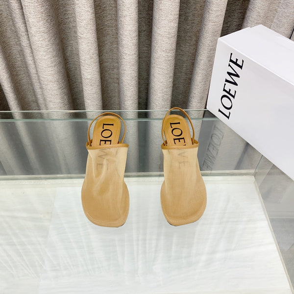 Loewe 25 Petal Slingback Beige Mesh Sheepskin