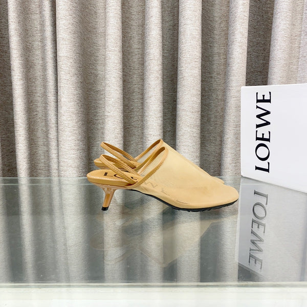 Loewe 25 Petal Slingback Beige Mesh Sheepskin