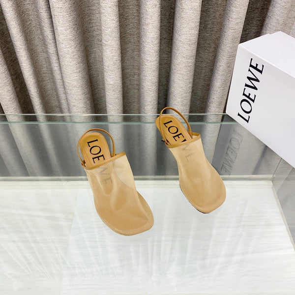 Loewe 25 Petal Slingback Beige Mesh Sheepskin