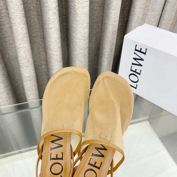 Loewe 25 Petal Slingback Beige Mesh Sheepskin